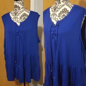 Sleeveless laceup v neck tunic NWT